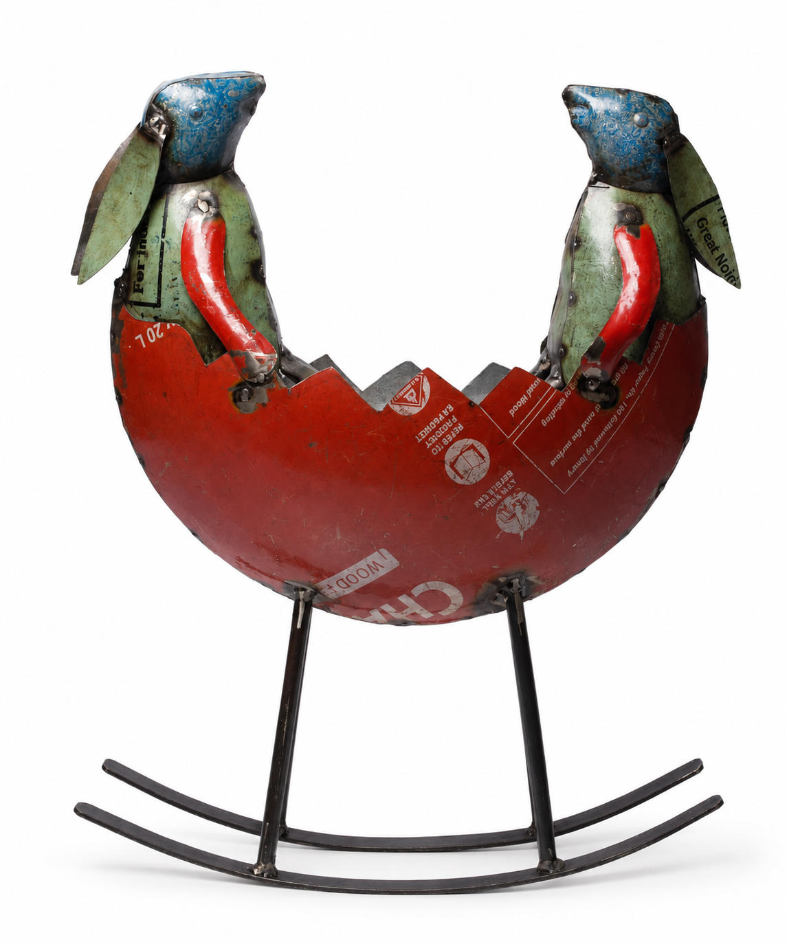 Recycled Iron Rocking Rabbit