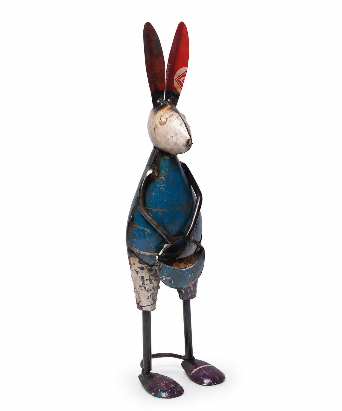 Recycled Iron Rabbit With Bag