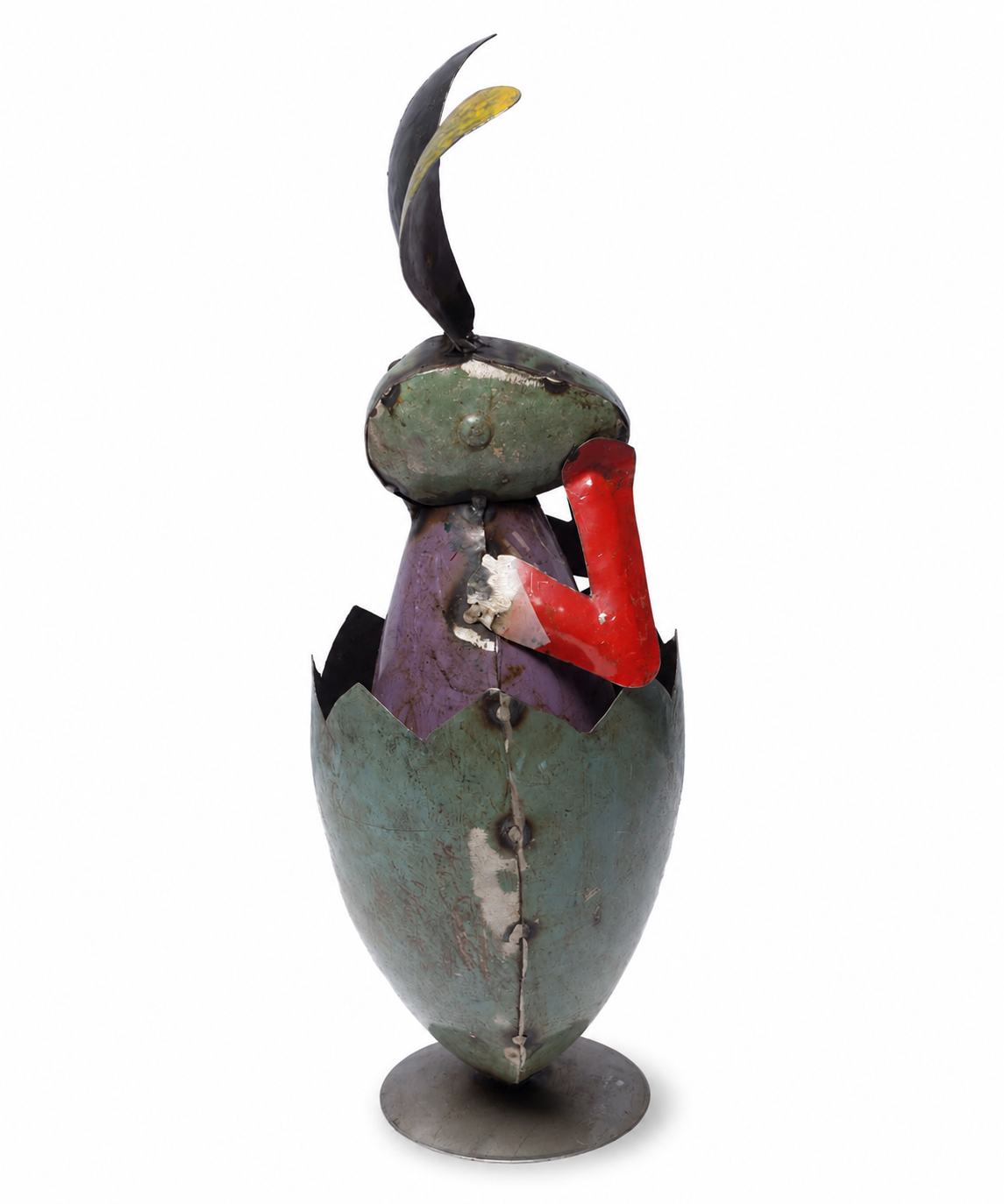 Recycled Iron Egg With Bunny
