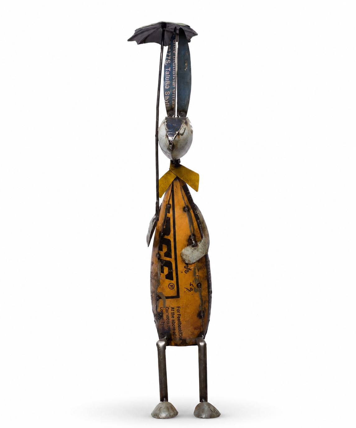 Recycled Iron Bunny With Umbrella