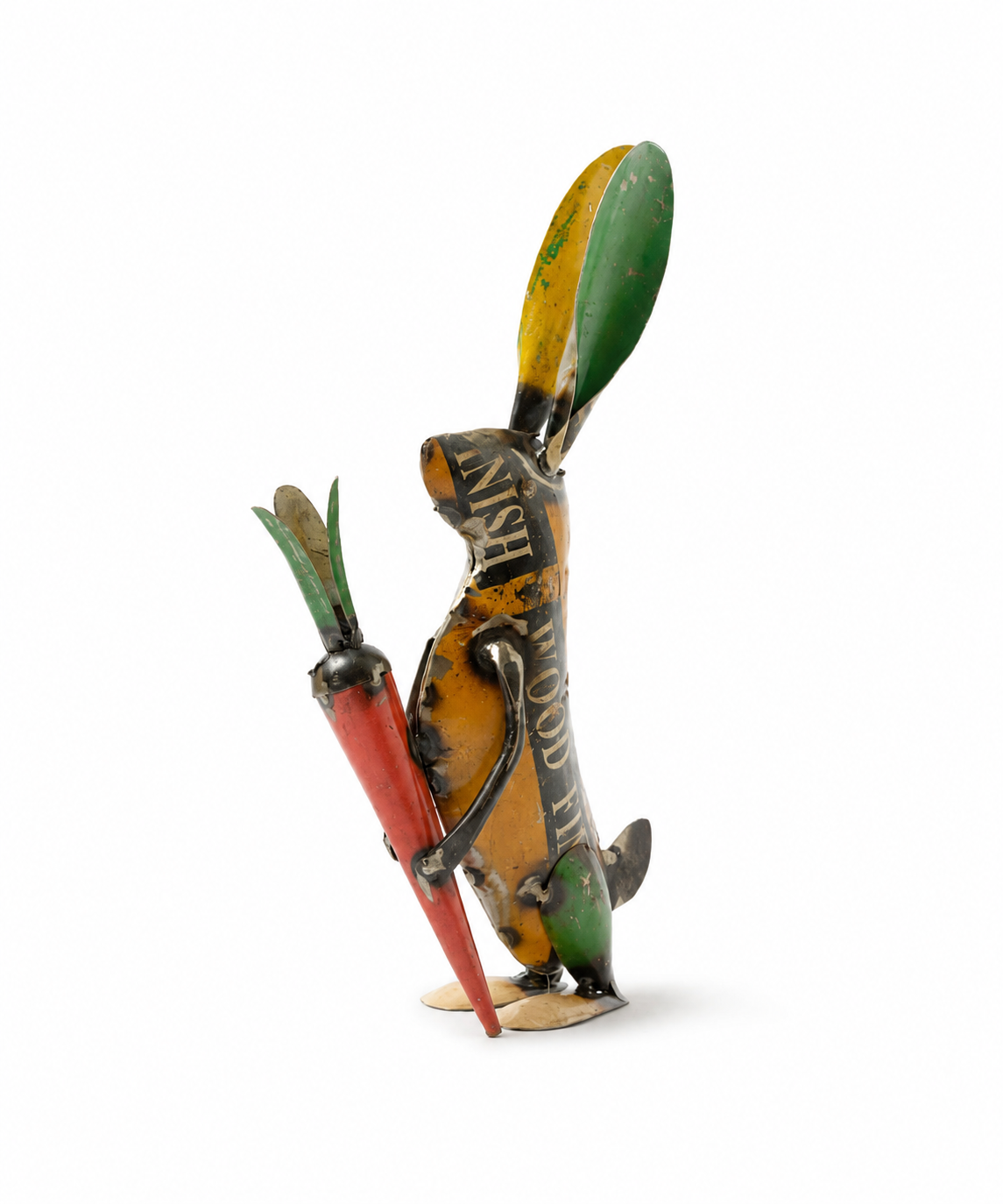 RECYCLED IRON GOLD BUNNY WITH CARROT