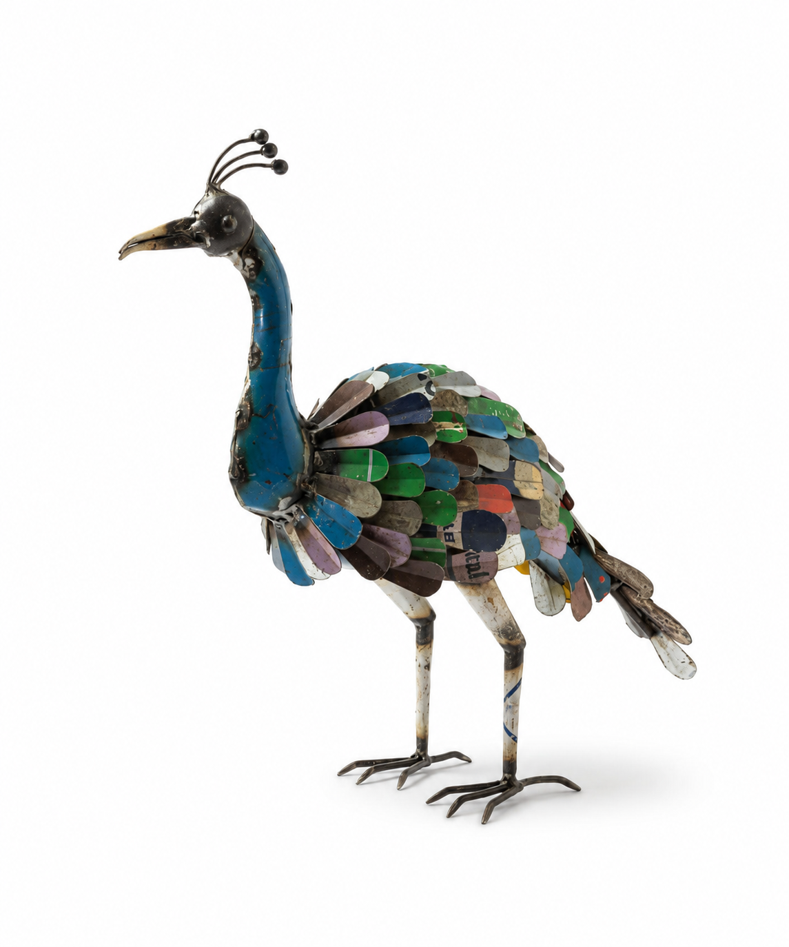 Recycled Iron Vintage Peacock Figurine