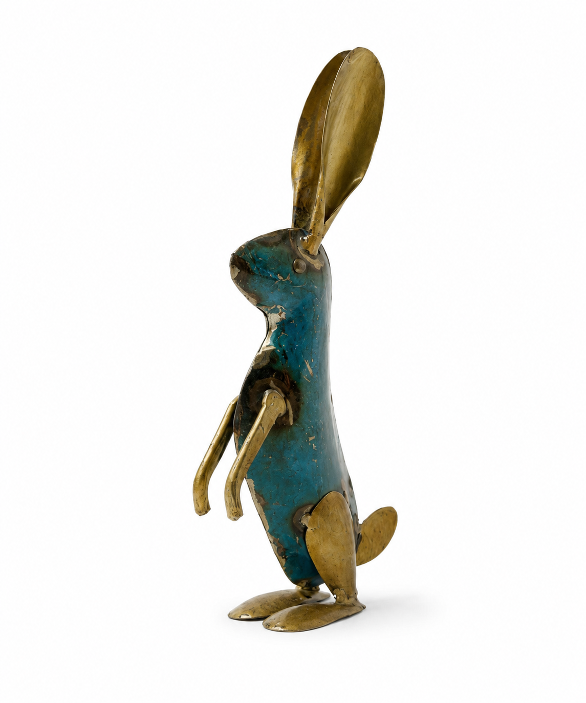RECYCLED IRON GOLD BUNNY SITTING