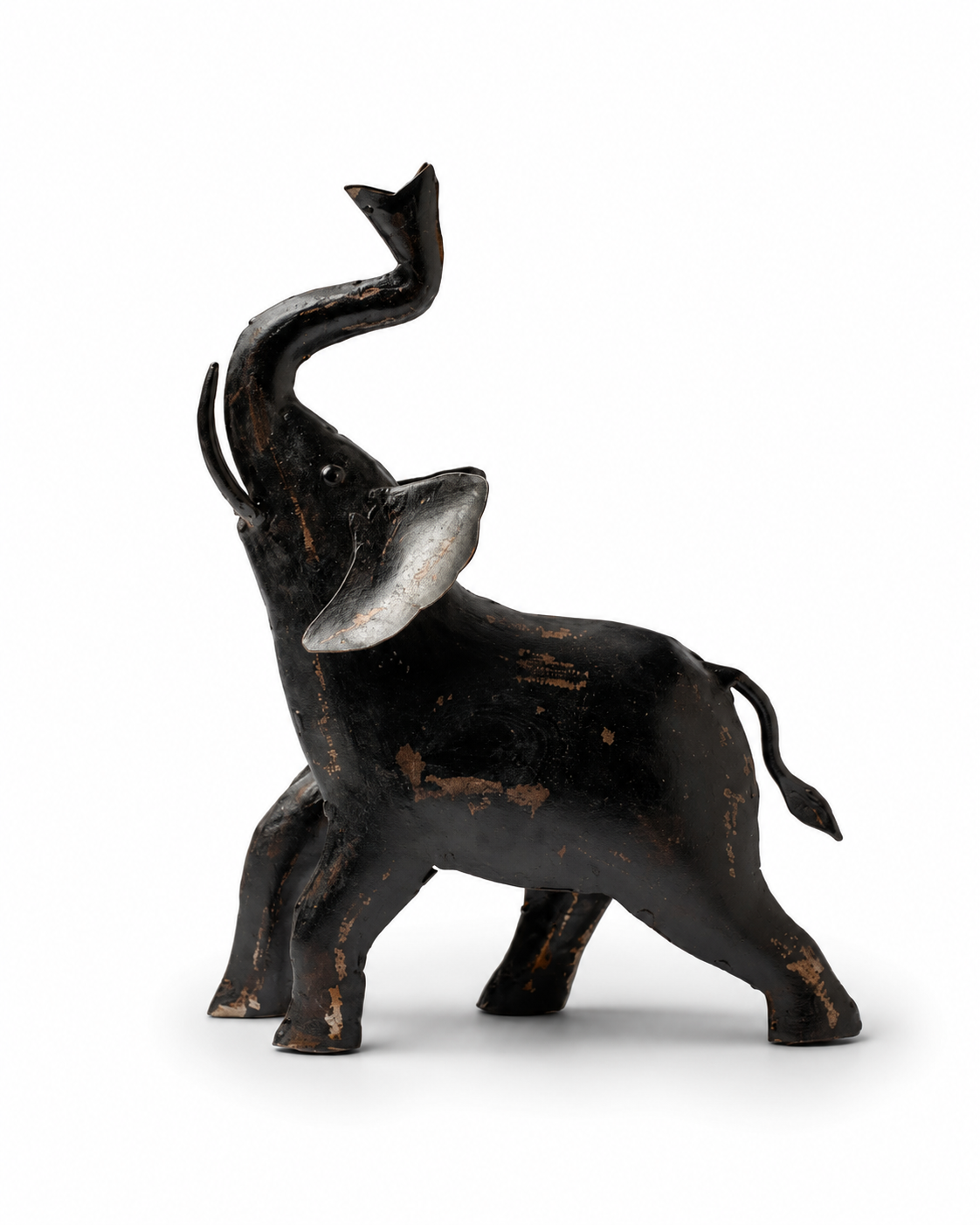 Reclaimed Iron Vintage Black Elephant Figurine