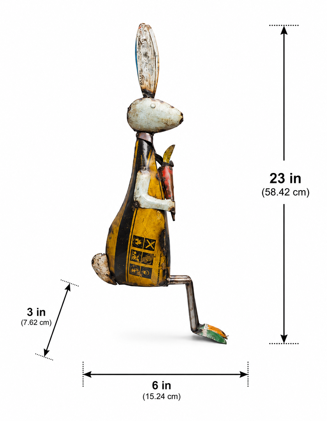 Recycled Iron Bunny With Carrot