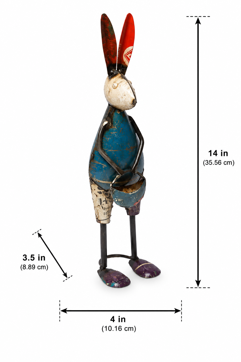 Recycled Iron Rabbit With Bag