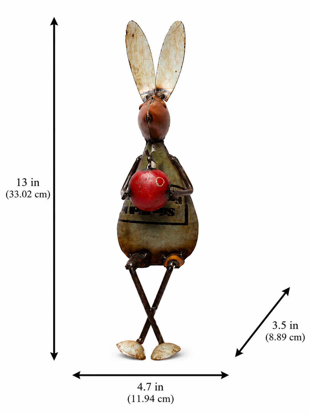 Recycled Iron Rabbit With Apple