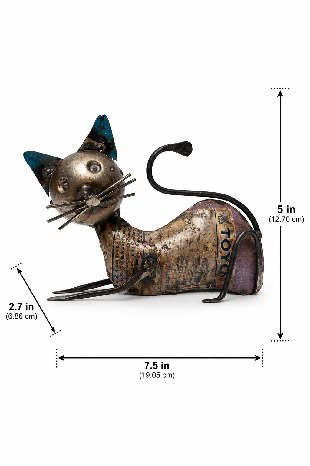 Recycled Iron Sitting Cat