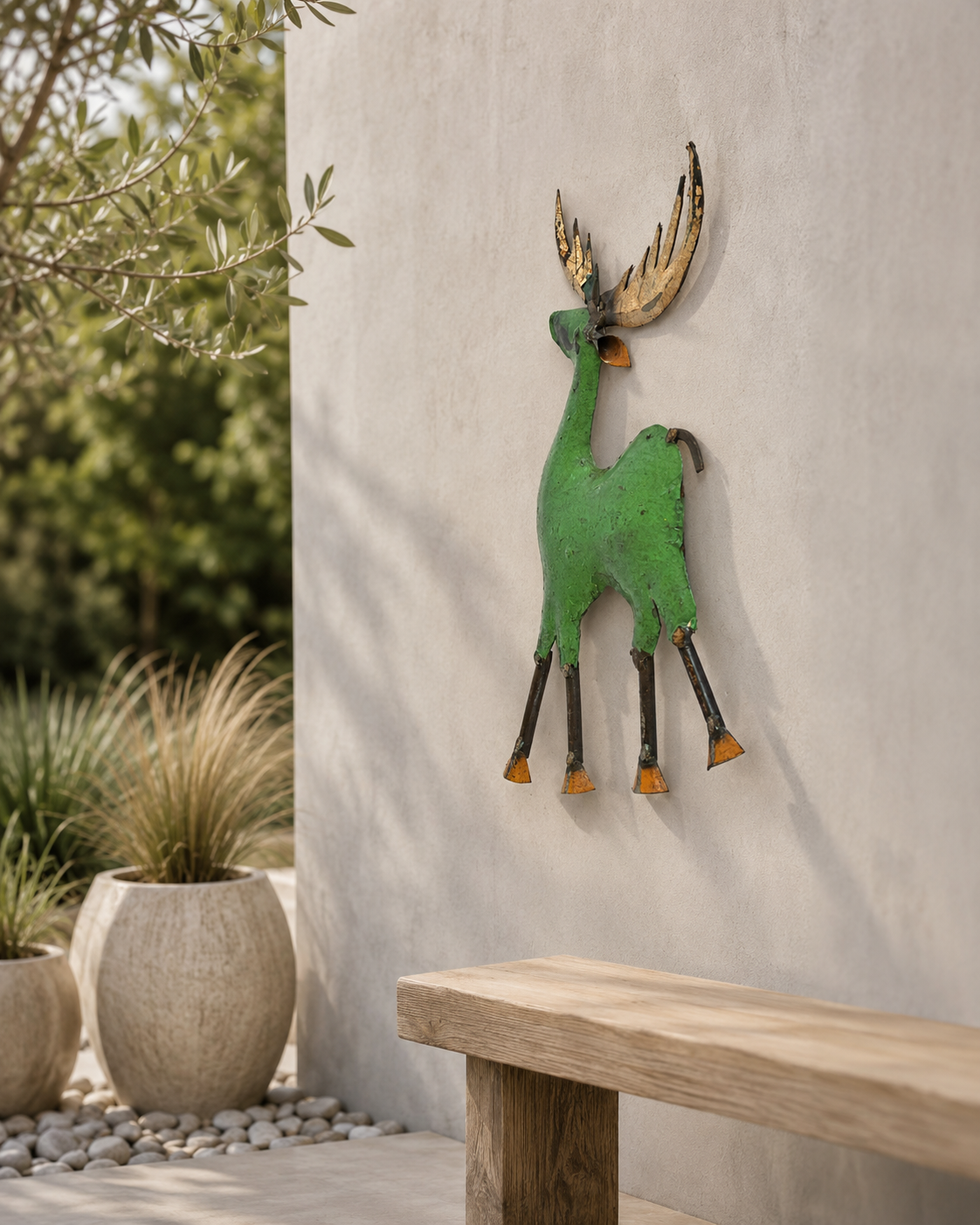 Recycle Iron Reindeer Wallmount