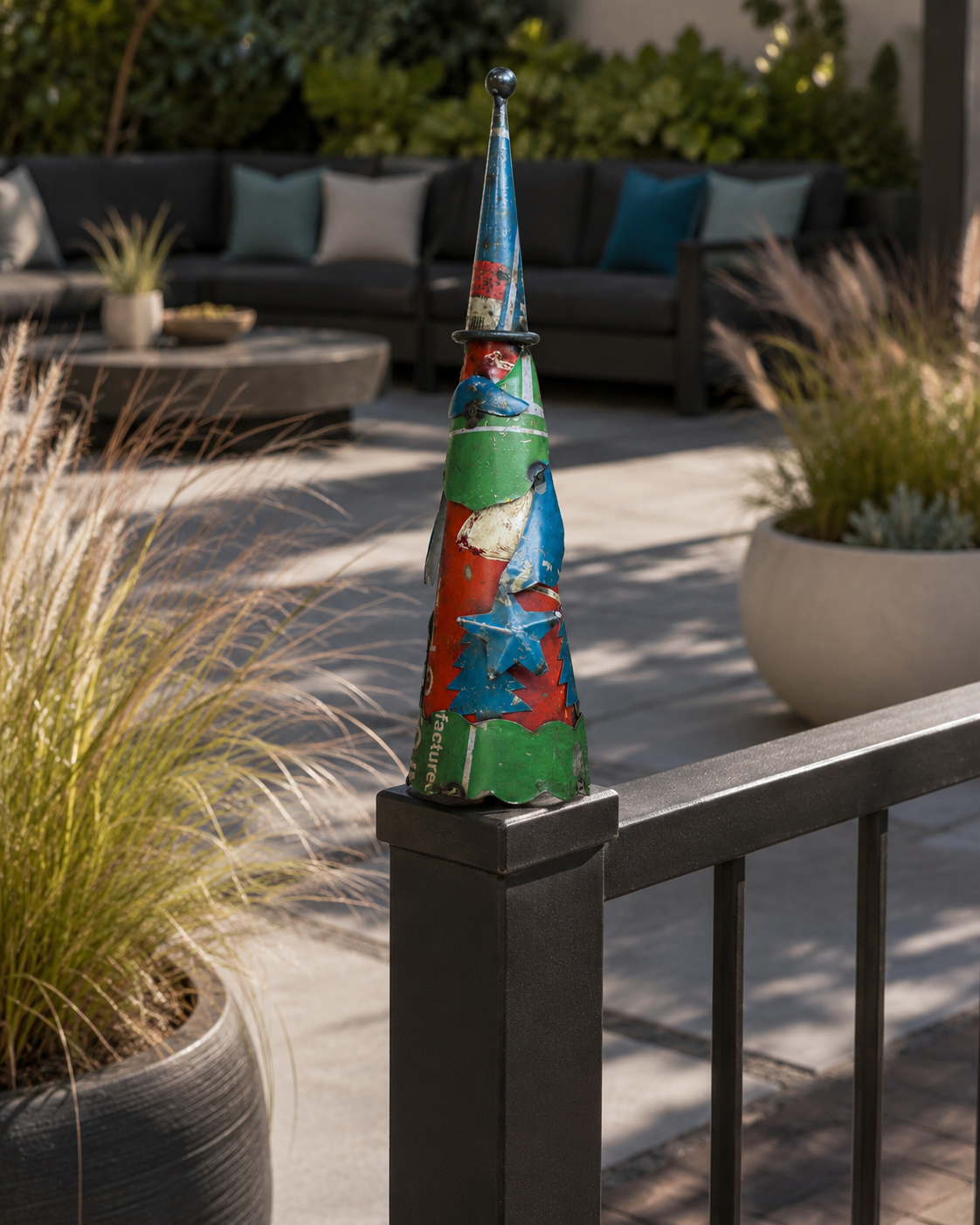 Recycled Iron Santa Claus (Fence Topper)