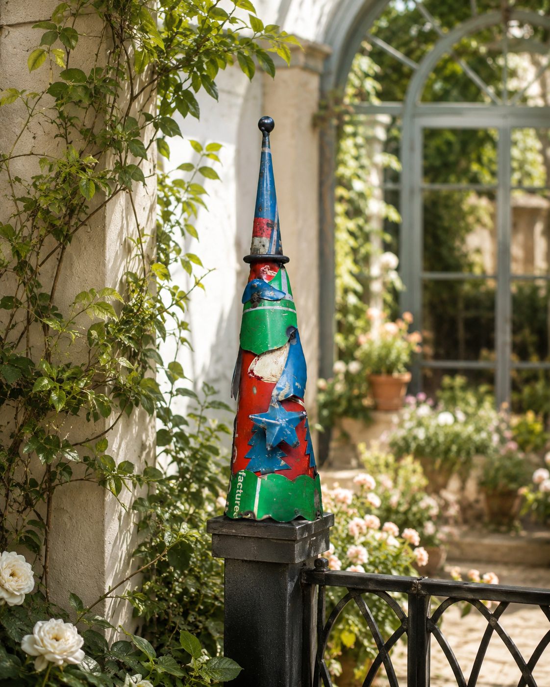 Recycled Iron Santa Claus (Fence Topper)
