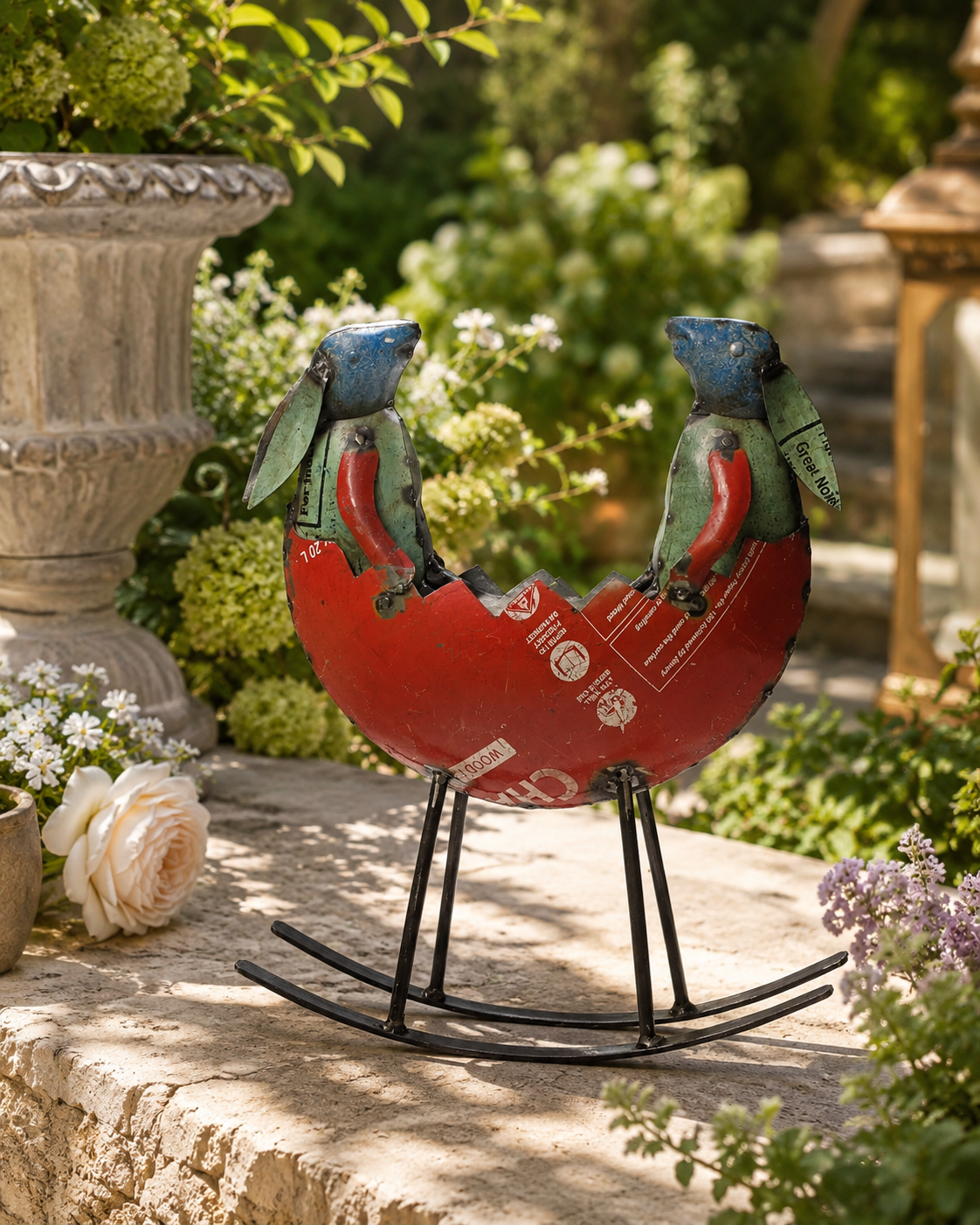 Recycled Iron Rocking Rabbit