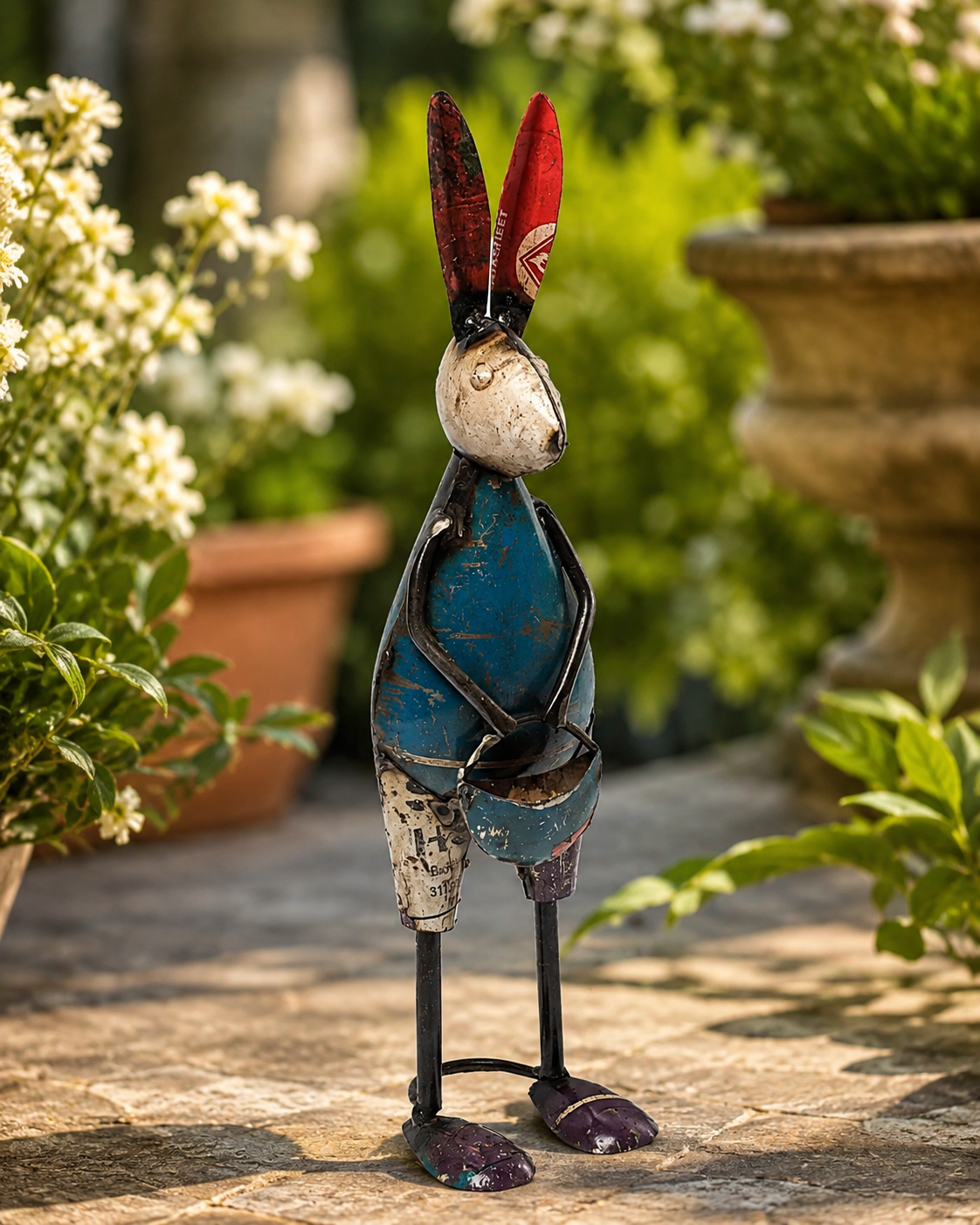 Recycled Iron Rabbit With Bag