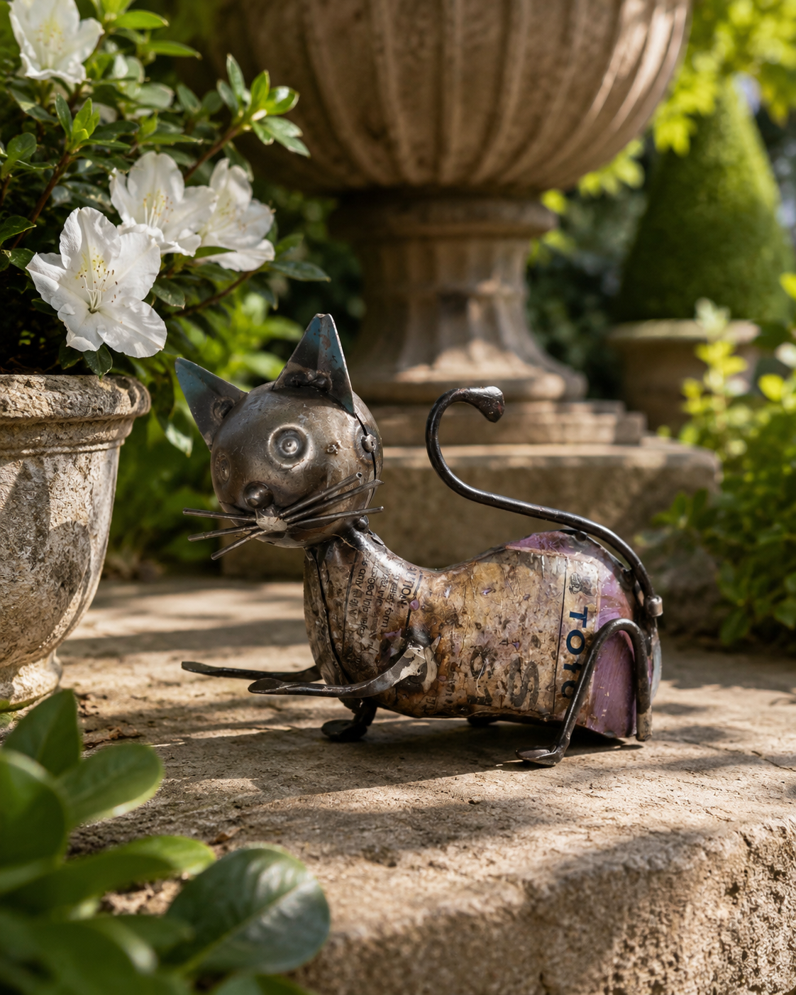 Recycled Iron Sitting Cat