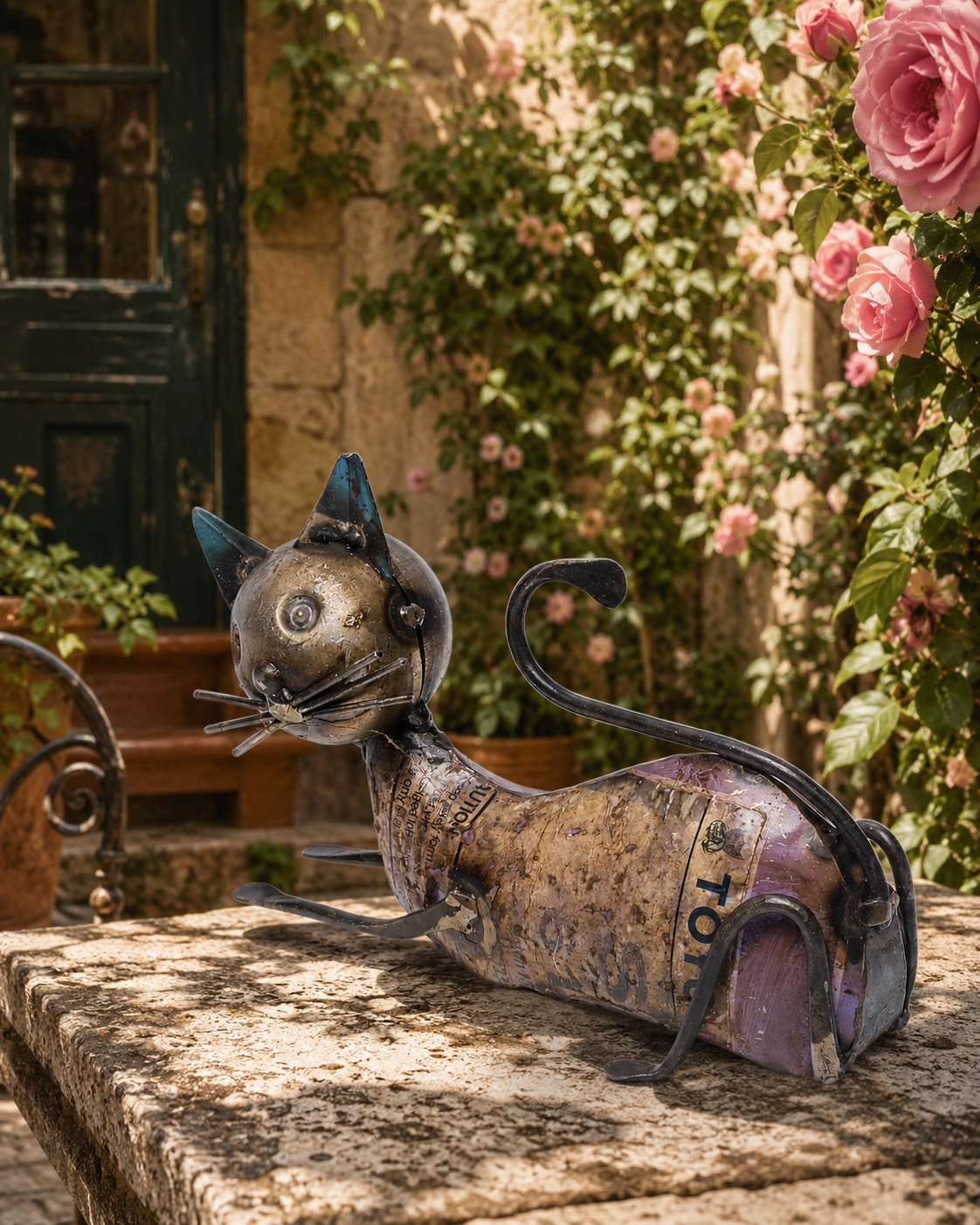 Recycled Iron Sitting Cat