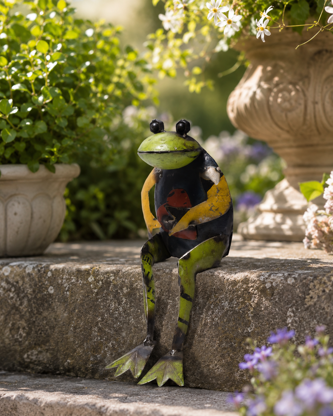 Recycled Iron Seated Frog With Heart