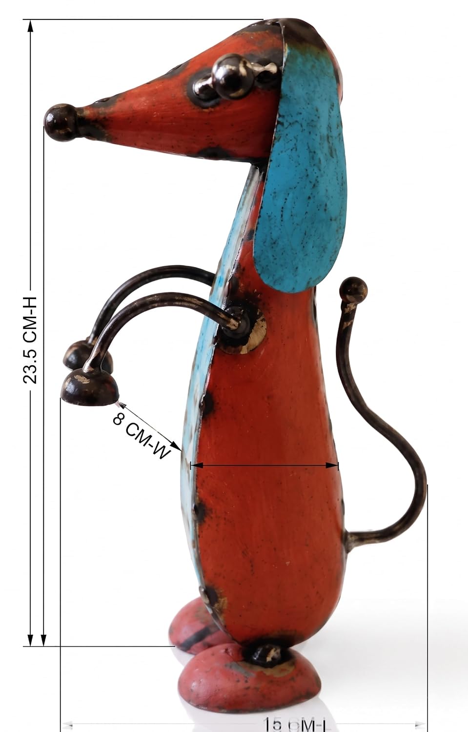 Red Recycled Iron Dog Figurine