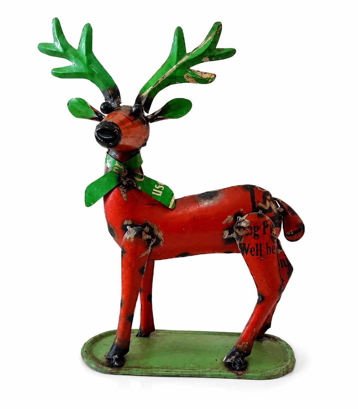 Maroon Recycled Iron Reindeer Figurine
